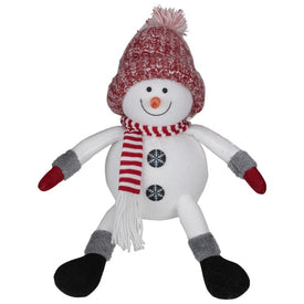 16" Red and White Sitting Snowman Christmas Tabletop Decoration