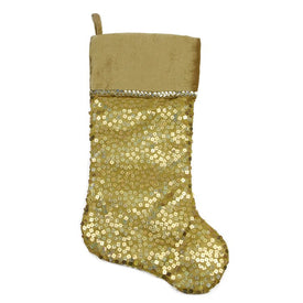 20.5" Gold Holographic Sequined Shiny Christmas Stocking