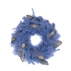 12" Unlit Blue and Gray Feather Artificial Christmas Wreath