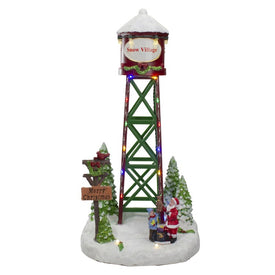 12" Lighted Water Tower Christmas Village Scene