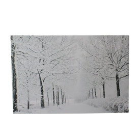 11.75" x 15.75" Fiber Optic Lighted Snowfall Winter Lane Christmas Canvas Wall Art