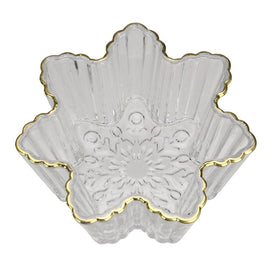 5.75" Clear and Gold Winter Snowflake Christmas Candy Dish Serving Bowl