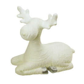 14" Creamy White and Silver Sitting Christmas Moose Tabletop Figure