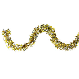12' Unlit Gold and Silver Boa Wide Cut Christmas Tinsel Garland