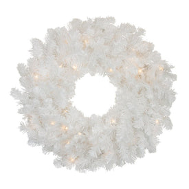 24" Pre-Lit Snow White Artificial Christmas Wreath - Clear Lights