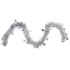 50" x 2.75' Unlit Silver Snowflakes Tinsel Artificial Christmas Garland