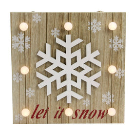 10.25" Pre-Lit Red and White 'Let It Snow' Snowflake Wall Decor