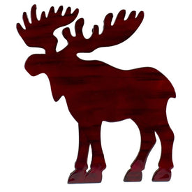 10.5" Red Stained Standing Moose Christmas Tabletop Decor