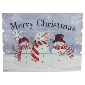 16" Lighted Snowmen 'Merry Christmas' Wall Decor