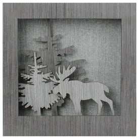 10" Glittered Moose Silhouette Box Framed Christmas Table Decoration