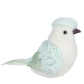 4.25" Light Green Tabletop Christmas Bird with Sequins
