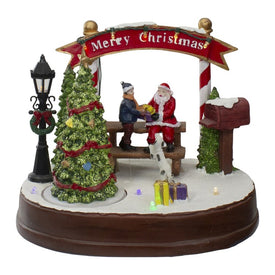 8" Lighted Winter Christmas Scene with Music and a Turning Tree