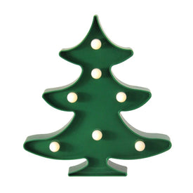 8.75" Green Battery-Operated LED Light Christmas Tree Marquee Sign