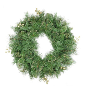 24" Mixed Pine and Glittered Berry Artificial Christmas Wreath - Unlit
