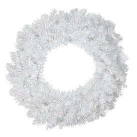 30" Pre-Lit LED White Pine Artificial Christmas Wreath - Clear Lights