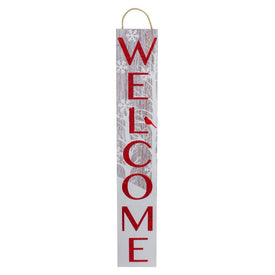 Red and White Cardinal 'Welcome' Christmas Wall Decor