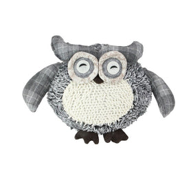 12" Charming Gray Plaid Owl Tabletop Christmas Figure