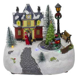 7" Lighted Christmas Village with Moving Train