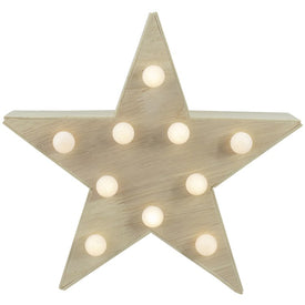 9.25" Lighted Five-Point Wooden Star Christmas Tabletop Decor