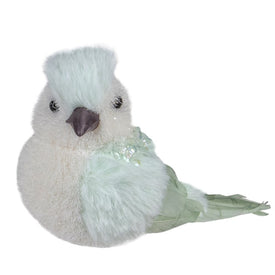 3.5" Light Green Tabletop Christmas Bird with Sequins