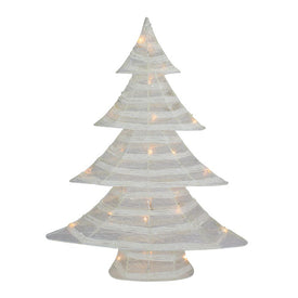 24.5" White and Silver Battery-Operated Glittered LED Christmas Tree Tabletop Decor