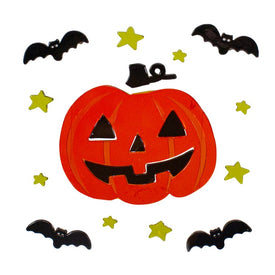 Jack-O-Lantern and Bat Halloween Gel Window Clings