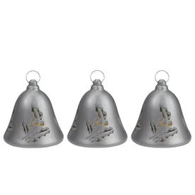 6.5" Musical Lighted Silver Bells Christmas Decorations Set of 3