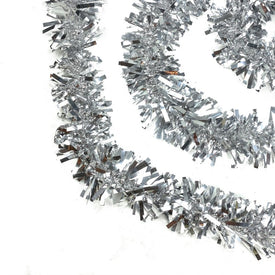 50' Unlit Shiny Silver Wide Cut Christmas Tinsel Garland