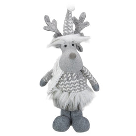 12" Gray and White Standing Tabletop Moose Christmas Figure