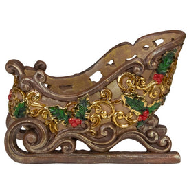 8.75" Brown and Gold Sleigh Tabletop Christmas Decoration