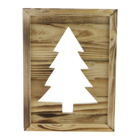 13.75" Framed Wood Christmas Tree-Out Wall Hanging Decoration