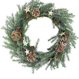 13.7" Unlit Classic Pine with Pine Cones and Stars Artificial Christmas Wreath