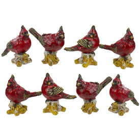 4.5" Red Cardinal Bird Christmas Figures Set of 8