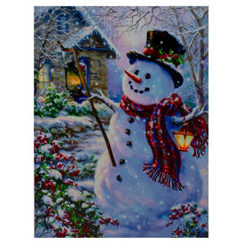 15.75" Lighted Snowman with Lantern Christmas Wall Art Decor