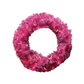36" Pre-Lit Orchid Pink Cedar Pine Artificial Christmas Wreath - Pink Lights