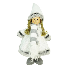 13" Gray and White Wintry Girl Christmas Tabletop Figure