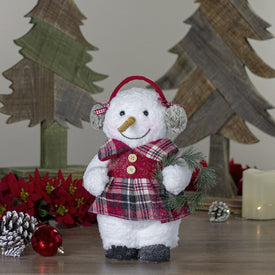 9.5" Plush Girl Snowman with Ear Muffs Christmas Figure