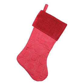 18" Red Solid Quilted Decorative Christmas Stocking with Velvety Cuff