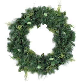 36" Unlit Green Assorted Artificial Foliage and Needle Branch Christmas Wreath