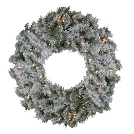 30" Pre-Lit Flocked Victoria Pine Artificial Christmas Wreath - Clear Lights