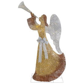 63" Gold LED Lighted Angel with Trumpet Outdoor Christmas Decoration