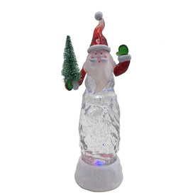 11" LED Lighted Santa Claus with Christmas Tree Glittering Snow Dome