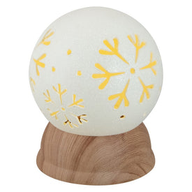 6.5" Lighted White and Brown Globe with Snowflakes