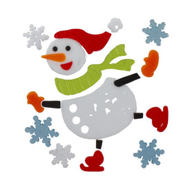Skating Snowman and Snowflakes Gel Christmas Window Clings