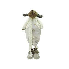 26" White and Brown Standing Boy Moose Christmas Tabletop Figure