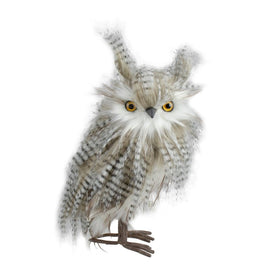 12" Standing White and Gray Owl Tabletop Christmas Figure