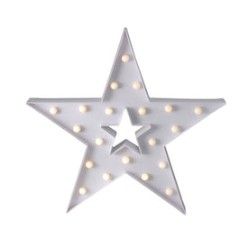 15" White Battery-Operated LED Lighted Star Christmas Marquee Sign