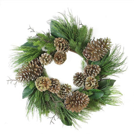 28" Unlit Pine Cones and Foliage Christmas Wreath