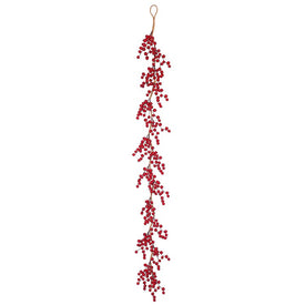 6' x 5" Unlit Red and Beige Artificial Gooseberry Christmas Garland