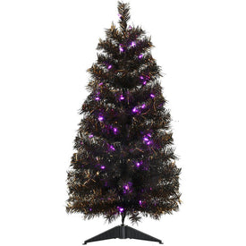 3" Spooky Tinsel Tree with Purple LED Lights